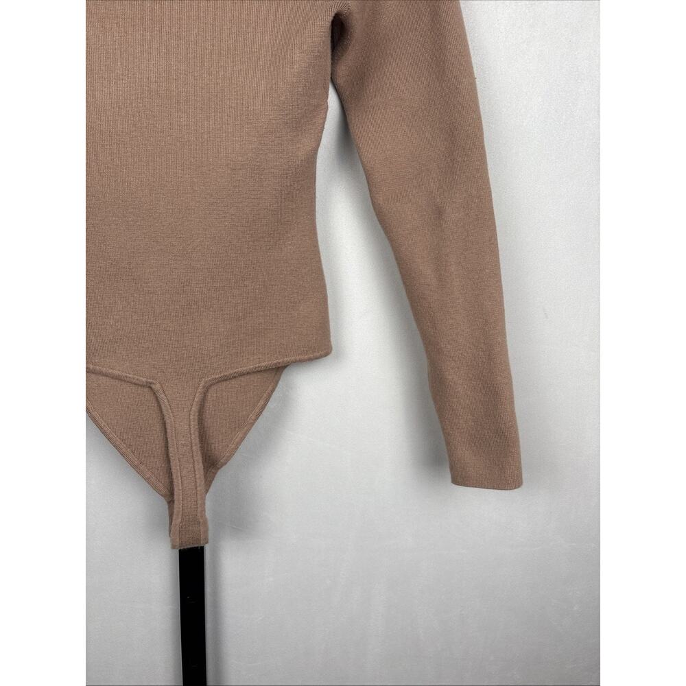 Abercrombie & Fitch Knit Bodysuit‎ Size Small Beige Sweetheart Neck Long Sleeve - Picture 9 of 11